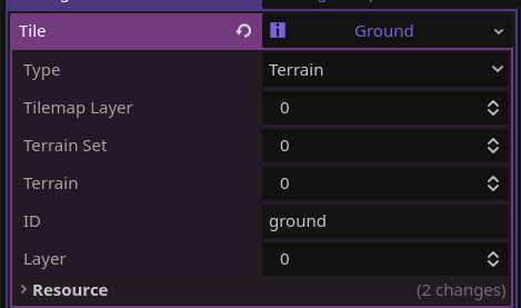 A TileInfo of id "ground", which is the base TileInfo we created before.