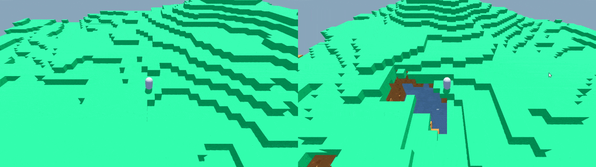 Unthreaded version vs threaded version in a 3D scene