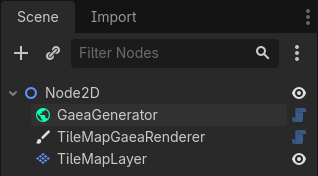 Basic setup with the Generator, Renderer, and TileMapLayer nodes