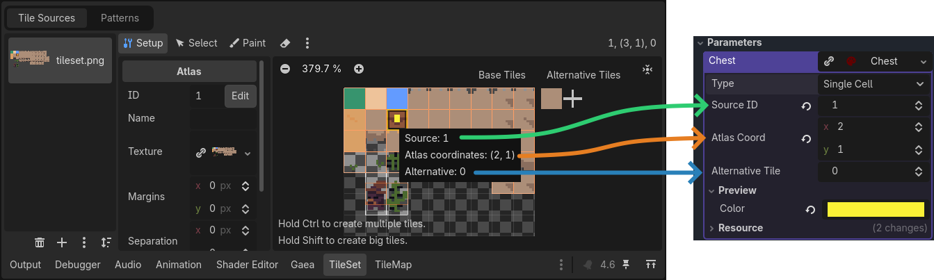 TileSet to Material single cell mapping
